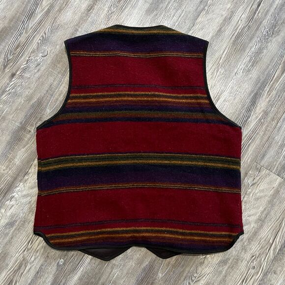 Woolrich Southwestern Wool Zip Vest Burgundy USA M - Picture 2 of 9